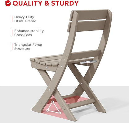 Costaelm Paradise 3-Piece Outdoor HDPE Folding Patio Bistro Table and Chairs, Weathered Wood