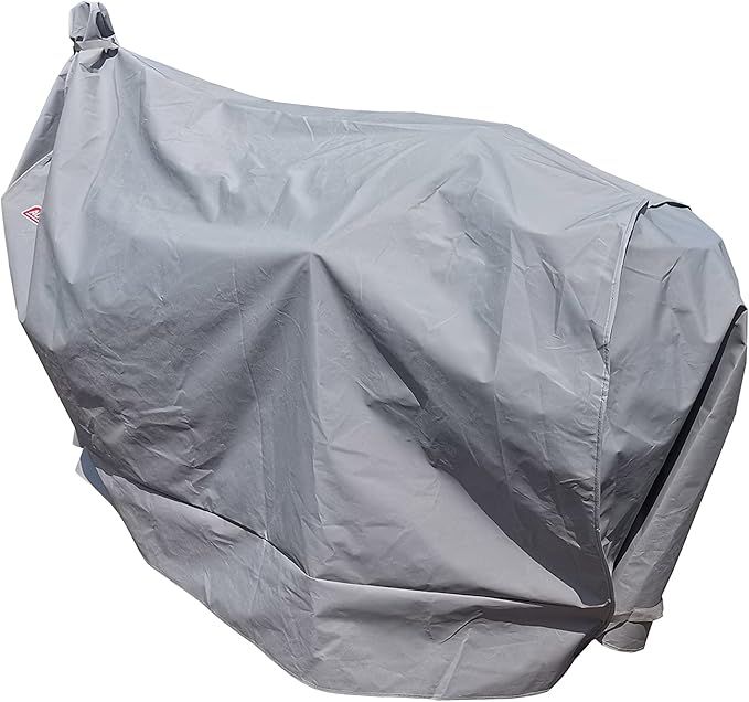 Heavy Duty Charcoal Grill Offset Smoker Cover, Outdoor Smokestack BBQ Cover, Special Fade and UV Resistant Material, Fits Brinkmann Trailmaster, Char-Broil, Dyna-Glo and More Grey