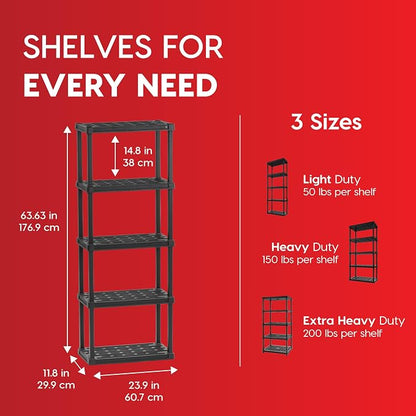 IRIS USA Plastic Storage Shelves |Made in USA| 64"H x 24"W x 12"D - Image 2