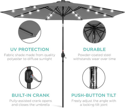 Best Choice Products 10ft Solar Polyester LED Lighted Patio Umbrella w/Tilt - Image 5