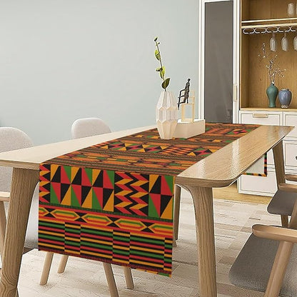 African Table Runner, Kwanzaa Black History Month Kente National Table Runner for Holiday Party Home Kitchen Dining Room 13x60in