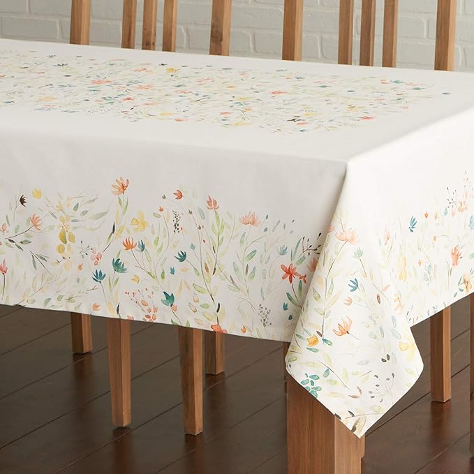 Maison d' Hermine Table Cloth Rectangle Table 100% Cotton 60 x 108 Inches Tablecloth Reusable Decorative Everyday Use for Dining Room, Farmhouse, Home, Party, Festive & Wedding Spring Summer - Colmar