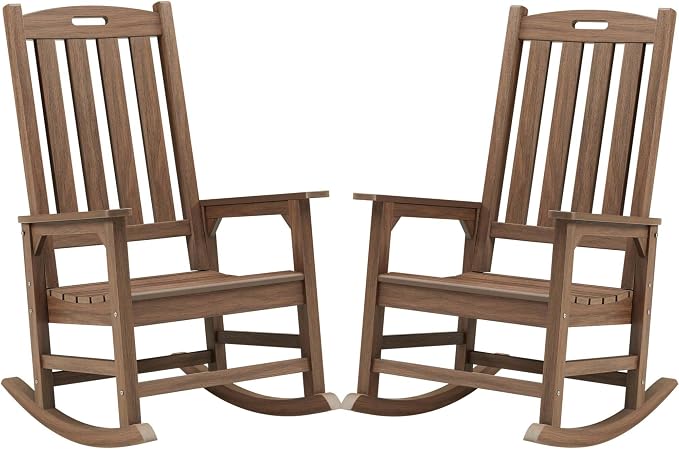 Outdoor Rocking Chair Set of 2, Oversized Porch Rocker | Weather Resistant by PsilvamGardenFurniture