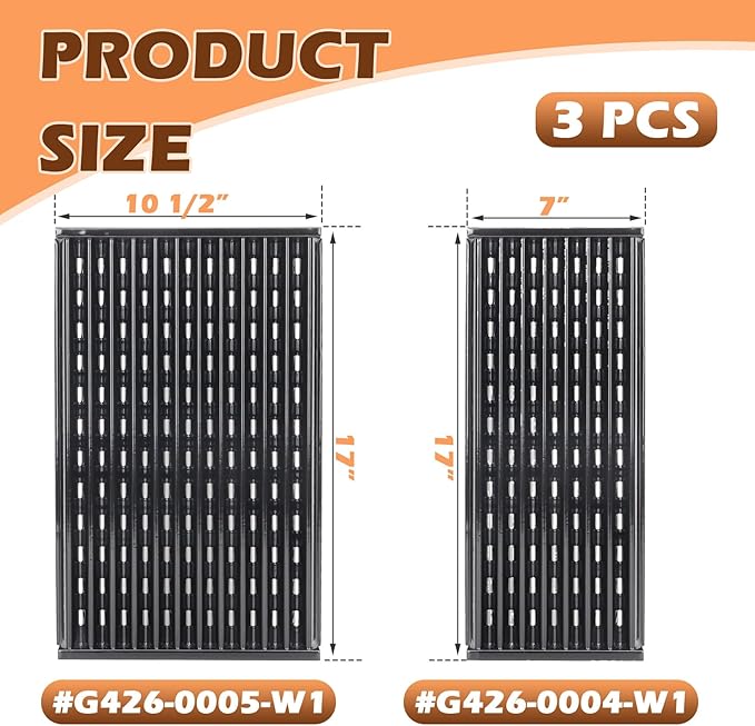 17" Infrared Grill Grates for Charbroil Performance 4 Burner 463365021 463352521 463354021 463365522, Porcelain Steel Emitter Plate for Charbroil Grill Replacement Parts G426-0004-W1 G426-0005-W1