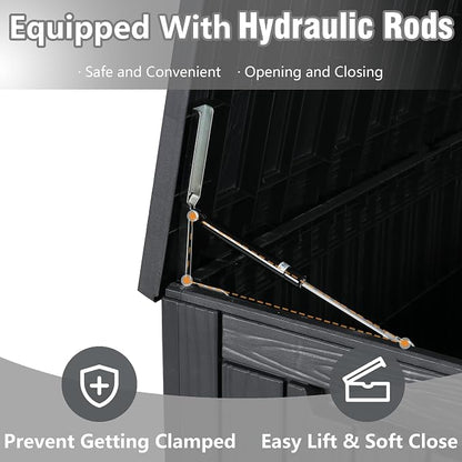 97 Gallon Waterproof Large Resin Deck Box, Lockable Large Outdoor Storage Box - Image 4