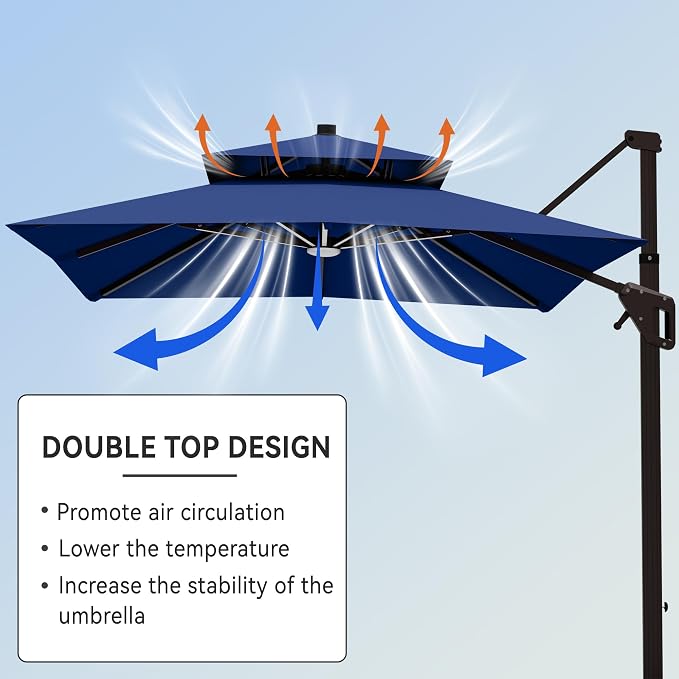 9' X 12' Cantilever Patio Outdoor Umbrella - Image 7