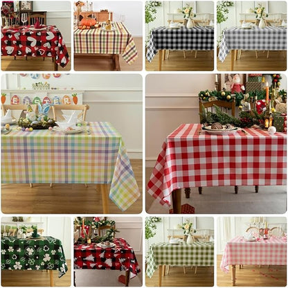 Classic Gingham Buffalo Tablecloth Fabric - Oblong 90x132 Inch Water Proof Checkered Table Cloth for Indoor Outdoor - Table Cover for Birthday, Picnics, BBQs, and Parties