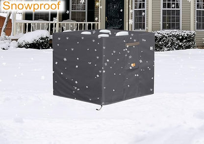 Fire Pit Cover 600D Heavy Duty Waterproof Fabric With PVC Coating 48" Wx 28" D x 24" H Dark Grey Fits for 46-48 Inch Fire Pit Table Fade Resistant Outdoor Firepit Cover