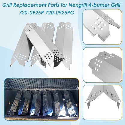 Replacement Parts for Nexgrill 4 Burner 720-0925P 720-0925 720-0925PG, Grill Grates Heat Shield and Burner Kit for Nexgrill Replacement Parts 4 Burner 720-0925P