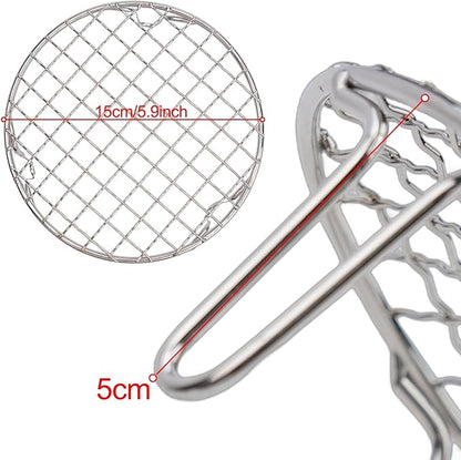 Stainless Steel BBQ Grill Grid with Legs, Round Grid Cooking Net, Even Heating for Outdoor Camping and Home Barbecue(15cm)