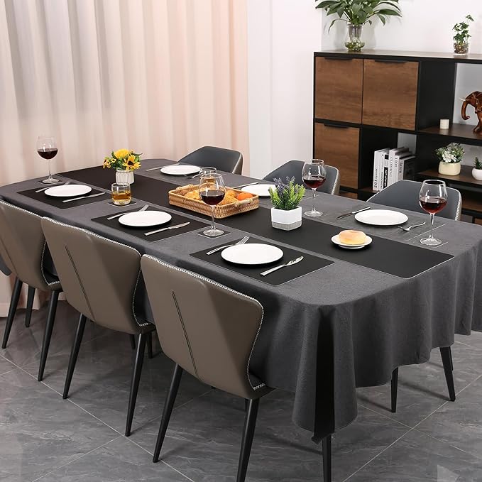 Table Runners 72 Inches Long, Dual-Sided Faux Leather Farmhouse Table Runner Waterproof Heatproof Non-Slip for Living Room Party Home Decor Holiday Decorations(Gray Black, 12 x 72 Inch)