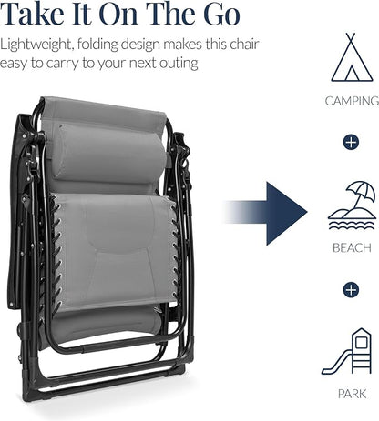 Best Choice Products Oversized Padded Zero Gravity Chair, Folding Outdoor Patio - Image 5