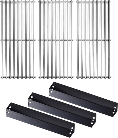 95051 Porcelain Steel Heat Plate and 19.75" Stainless Steel Grill Grate Replacement Parts for Chargriller Charcoal 3001, 3008, 3030, 4000, 5050, 5252, 5650,9020 Gas Grill