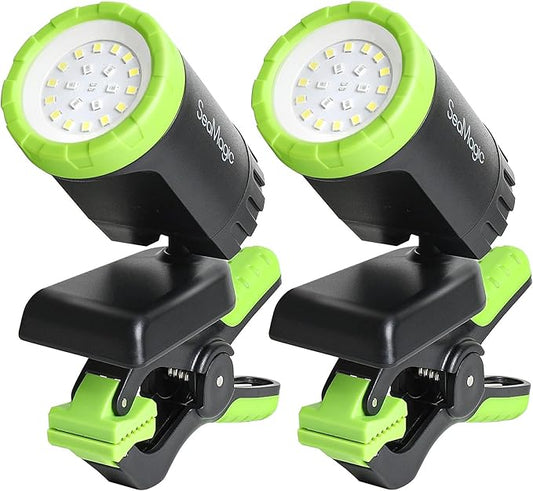 2-Pack Rechargeable LED Work Lights, 360-Degree Adjustable Spotlights with Magnetic Base, Clamp Lights for Barbecue, Workshop, Construction Site, Car Repairing and Home Using