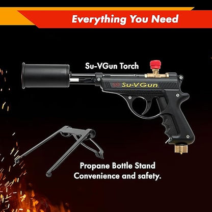 Grillblazer Su-VGun Propane Torch with Stand – High Power 240,000+ BTU Flame Thrower Gun for Instant, Steak Searing, Charcoal Ignition, Backyard BBQ, Campfire, Outdoor Cooking – Handheld Blowtorch