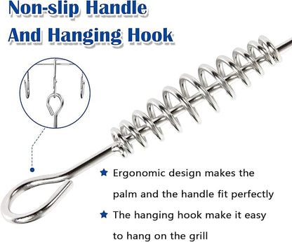 FIRELOOP 20" Stainless Steel Ash Tool Poker for Big Green Egg,Kamado Joe,and Charcoal Grills Durable 304 Stainless Steel,Detachable Handle,Fits Small Large Medium Big Green Egg (20 inches)
