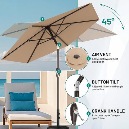 7.5FT Patio Umbrella Table Market Umbrella w/Tilt and Crank, Heavy-Duty Outdoor - Image 3