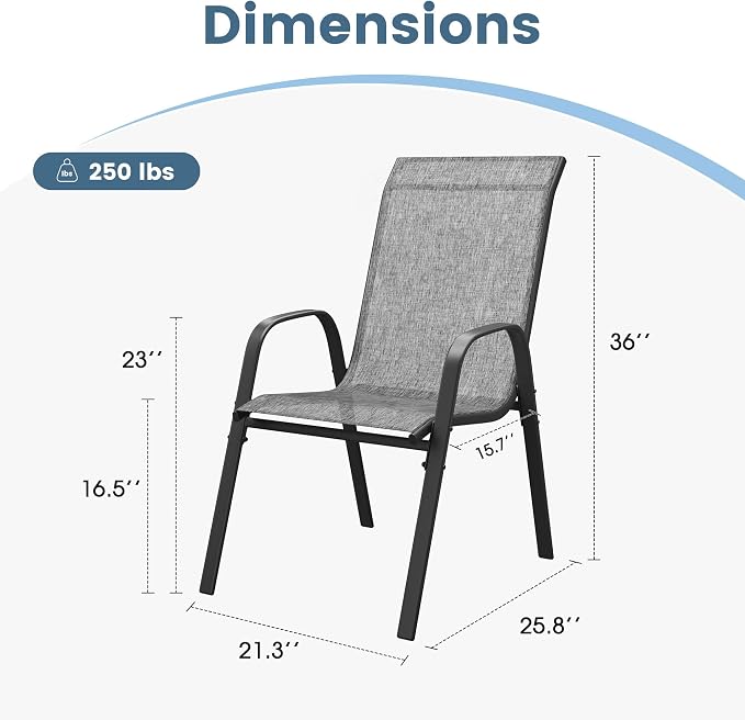 DIFY Patio Chairs Set of 6, Stackable Outdoor Dining Chairs Set - Image 3