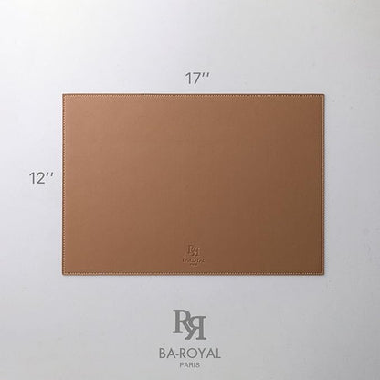 Faux Leather Placemats Set of 12 Vinyl Washable Wipeable Table Mats for Kitchen Dining Table Heat Resistant Waterproof Indoor/Outdoor Placemats Non-Slip Easy Clean Place Mats (British Khaki)