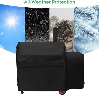 Heavy-Duty 600D Grill Cover fit for Nexgrill Oakford 1150 Reverse Flow Offset Smoker Charcoal Grill, Nexgrill Oakford 1150 Reverse Flow Grill Model 810-0071 Cover