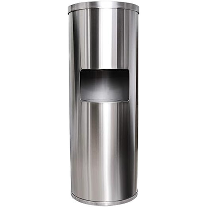 Stainless Steel Floor Stand Wipe Dispenser with Built-in Trash Can: Fits Sanitizing and Disinfecting Wipe Refill Rolls - Perfect for Gyms, Schools, Offices, Commercial Facilities