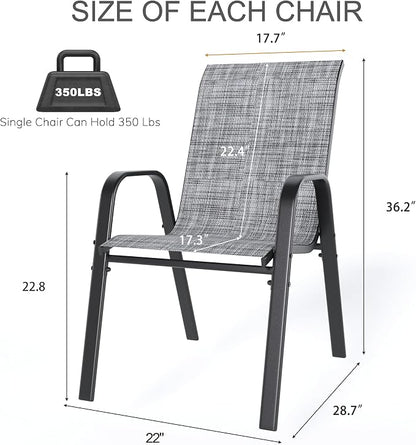 Outdoor Patio Chairs Set of 4 Stackable Dining Chairs All-Weather Textilene - Image 2
