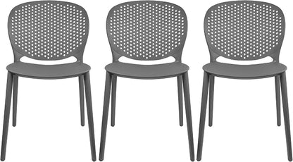2xhome Set of 3 Patio Dining Chairs | Modern Stackable Outdoor Pool Side Chair by 2xhome