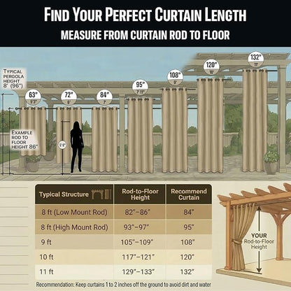Waterproof Outdoor Curtain W105 x L95 - Image 3