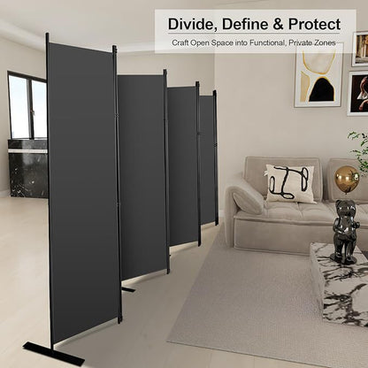 MAYOLIAH 8 Panel Room Divider 6ft Tall Freestanding Privacy Screen 160'' W Portable Office Partition, Grey