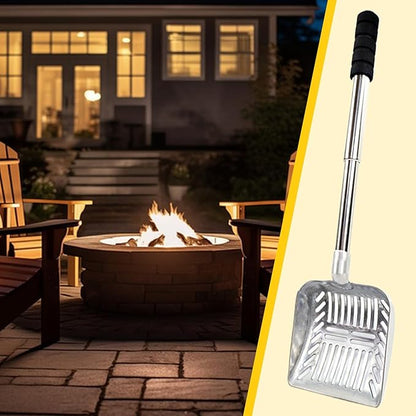 Hollow-Out Ash Sifter - Heat-Resistant Metal Coal Scoop, Adjustable Fire Pit Scoop, Fireplace Ash Sifter Oven Shovel | Fireplace Tools for Woodstove to Separate Coals Outdoor Wood Stove BBQ Campfire