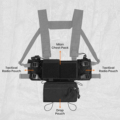 Tactical Chest Rig, MOLLE Compatible Plate Carrier System, 5.56/7.62 Mag Pouches, Detachable Panels