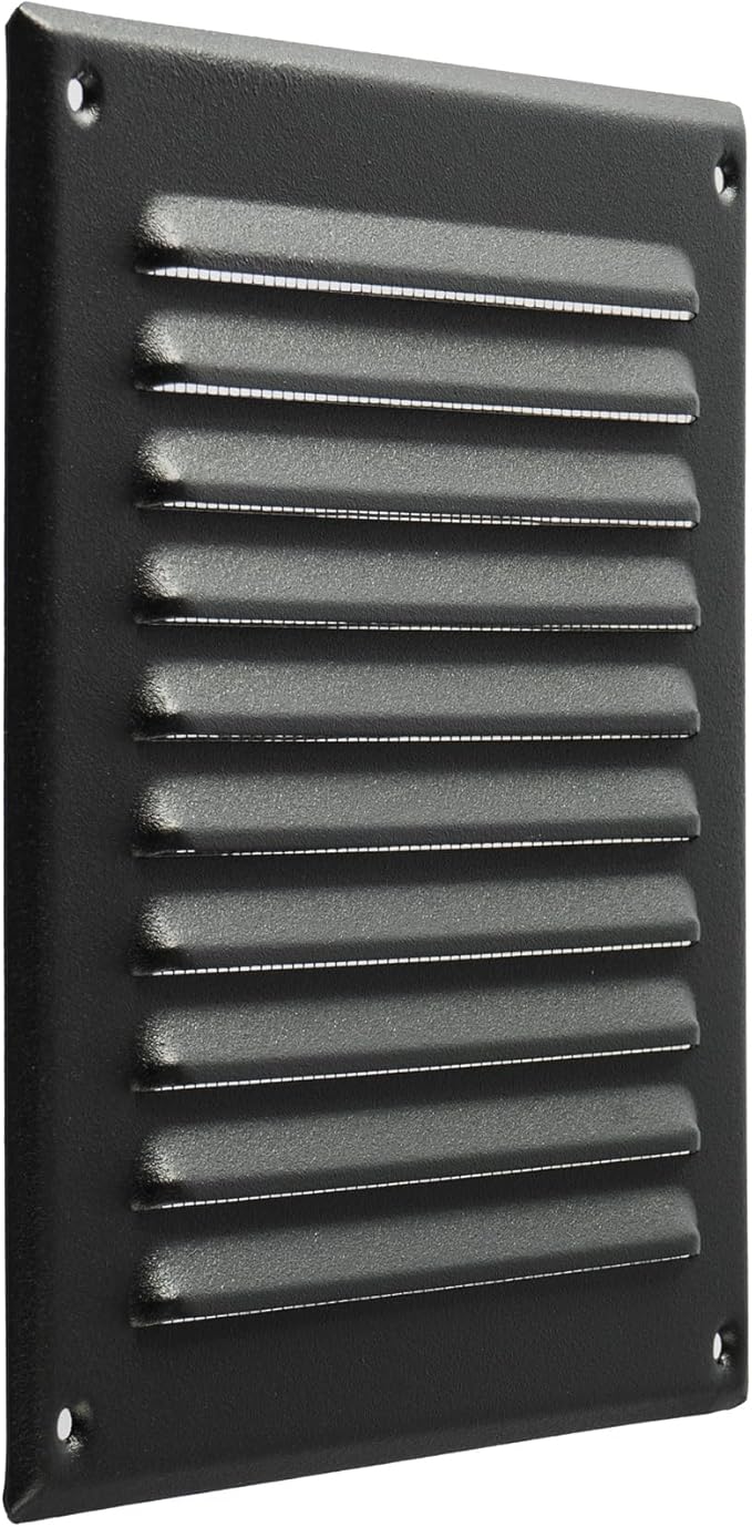 Vent Systems 6 x 6 Inch (Inner) Black Vent Cover - Square Metal HVAC Return Air Grille with Mesh Screen - Register Wall Vent Duct Grill - Outdoor, Indoor, Crawlspace - Exhaust Ventilation Grill