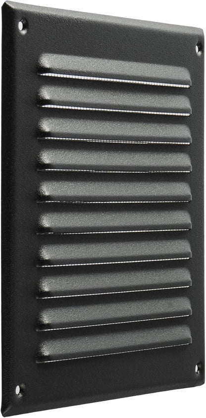 Vent Systems 6 x 6 Inch (Inner) Black Vent Cover - Square Metal HVAC Return Air Grille with Mesh Screen - Register Wall Vent Duct Grill - Outdoor, Indoor, Crawlspace - Exhaust Ventilation Grill