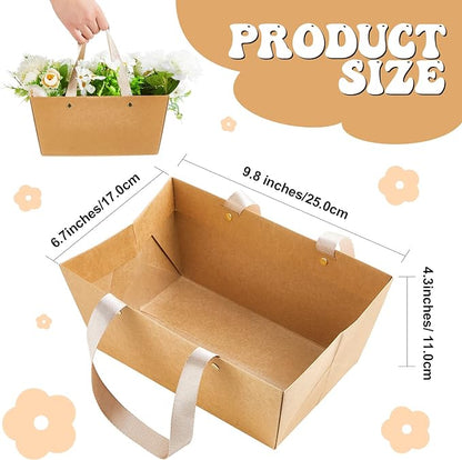 Pinkunn 48 Pcs Basket for Gifts Empty DIY Bulk Party Gift Basket Kit with Handles Market Trays for Packages Wrapping Wedding Party Anniversary Display(Brown,Classic)