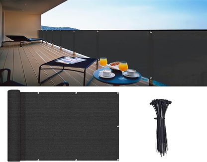 LOVE STORY 3.3'x19.5' Black Balcony Screen Privacy Fence Cover UV Protection (HDPE) Weather-Resistant 3 FT Height Shield for Deck, Patio, Backyard, Outdoor Pool, Porch, Railing