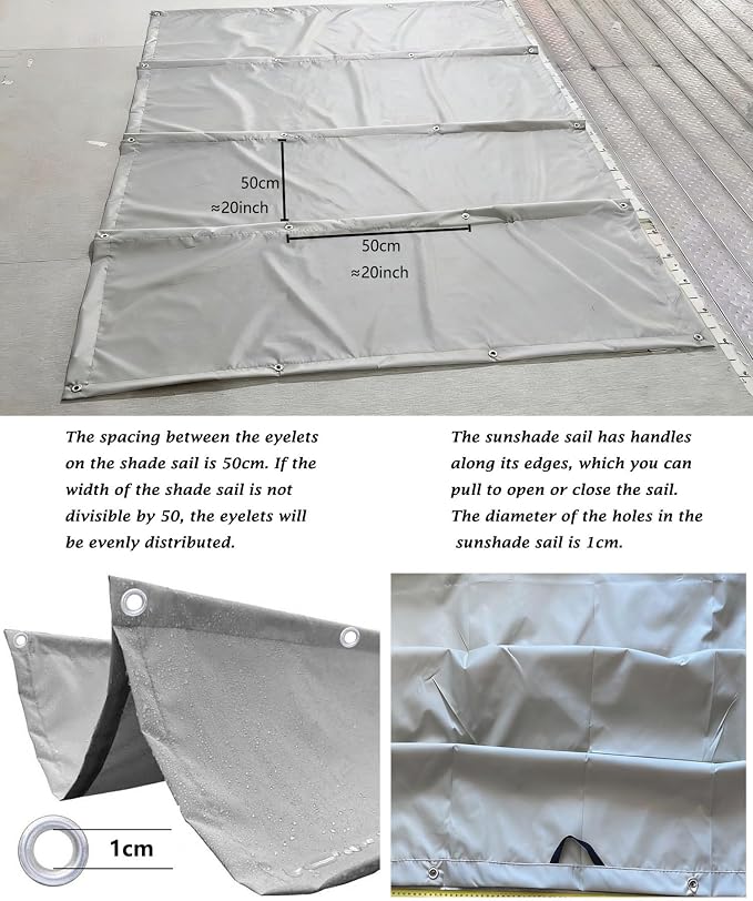 Retractable Wave Shade Cloth Waterproof 3' x 13' Sun Shade Sail Waterproof - Image 4