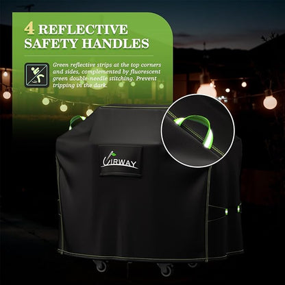 UIRWAY Grill Cover for Outdoor Grill 55 Inch, 600D Heavy Duty Waterproof BBQ Cover, UV & Fade Resistant Gas Grill Covers with Reflective Strip and Air Vent, Black