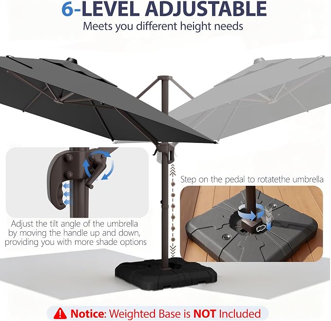 10' X 10' Patio Umbrella Cantilever Outdoor Rectangle Umbrella - Image 7