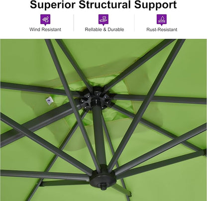 PURPLE LEAF Patio Outdoor Umbrella 9' x 9' Square All-Weather Apple Green | - Image 2