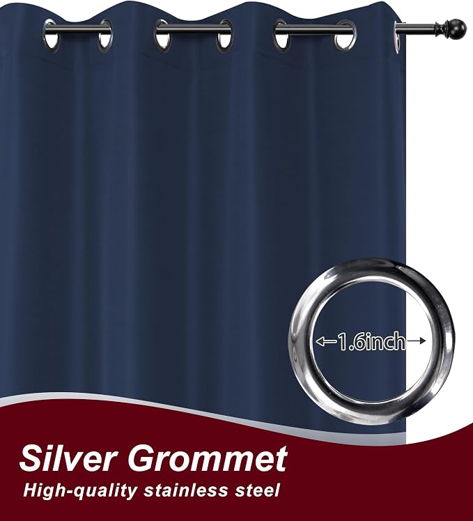 Grommet Outdoor Curtains for Patio Waterproof 8 Pcs 54x120 In Navy | - Image 2