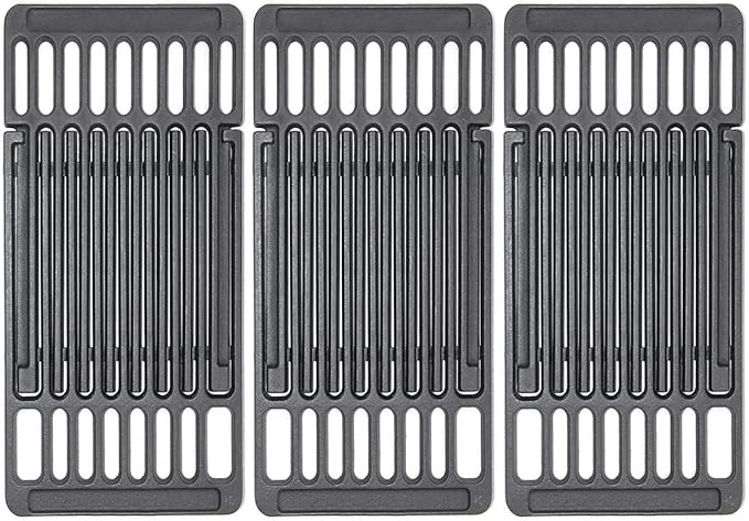 PCBZ0B (3-Pack) 8 inch wide Adjustable Cast Iron Cooking Grate Replacement for BBQ Grills Gas Eletric Grills, Universal Cooking Grids Extend from 14" up to 20" L
