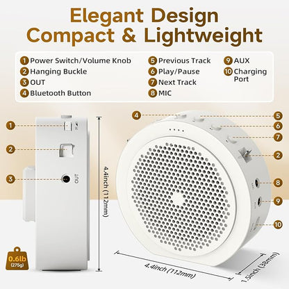 Moman Wireless Voice Amplifier with Lavalier Mic, 20H Battery 164ft Range Sensitive Pickup Noise Reduction PA System Bluetooth Portable Magnetic Charging Dock, Amplifier for Teacher Yoga Tour, White