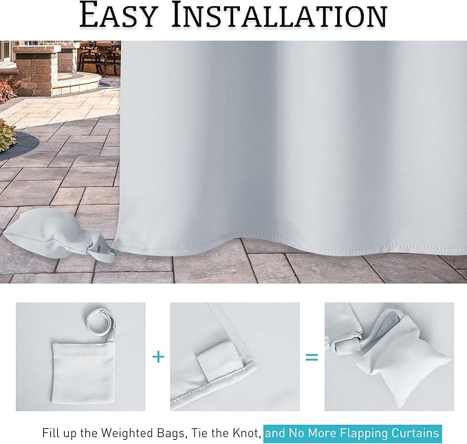 RYB HOME Outdoor Curtains for Patio Waterproof, Windproof - Image 9
