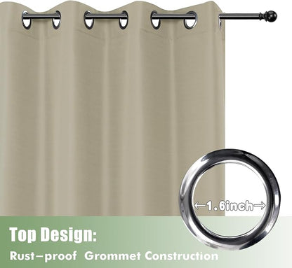 HolidayIdeas Outdoor Curtains for Patio Waterproof 6 Pcs 54x95 Inch Taupe | - Image 4