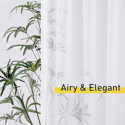 NICETOWN 2 Panels Extra Long White Sheer Outdoor Curtains - Image 5