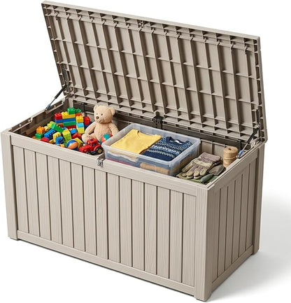 Outdoor Storage Box, 180 Gallon Waterproof Deck Box, Piston-Lift Tall Standing by GraceYourYard