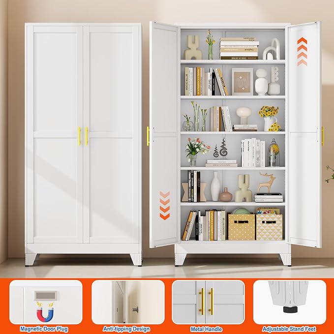 GAIOUS 75'' Tall Metal Garage Storage Cabinet, File Cabinet - Image 7