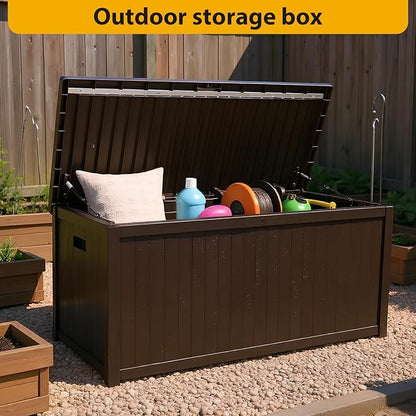 ETOYA Extra Wide Deck Box with Seat, Large Lockable Outdoor Storage Bench, Waterproof Resin Patio Container for Furniture Cushions, Garden Tools Organization