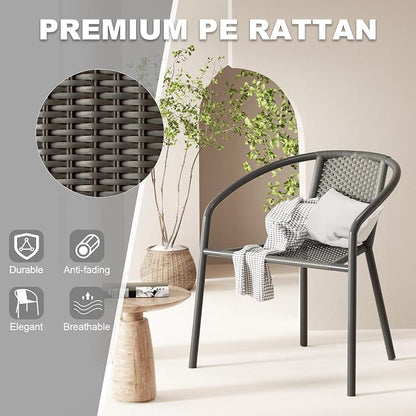 Grezone 4-Piece Rattan Indoor-Outdoor Restaurant Stack Chair Versatile and - Image 7