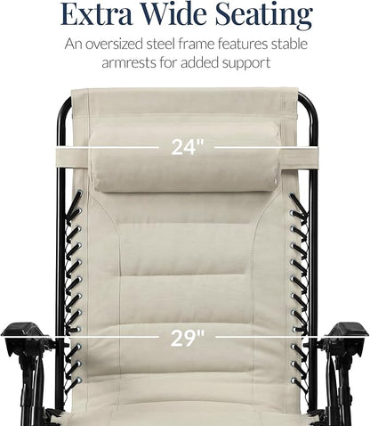 Best Choice Products Oversized Padded Zero Gravity Chair, Folding Outdoor Patio - Image 3